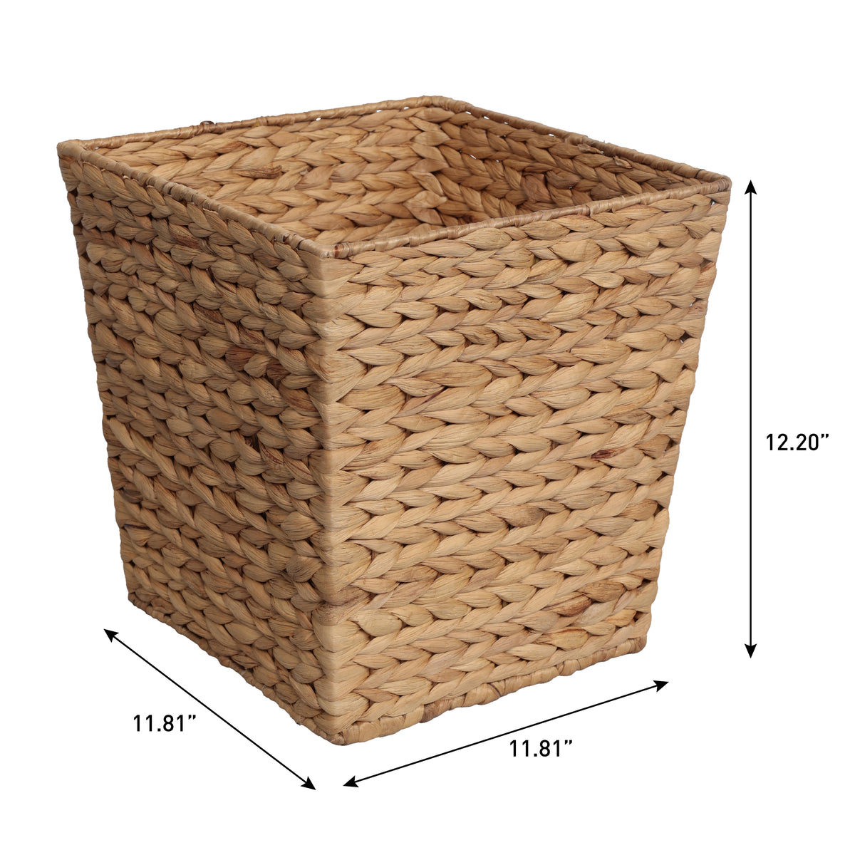 Logoria Coastal Farmhouse Handwoven Water Hyacinth 4.8-Gallon Tapered Square Wicker Watebasket
