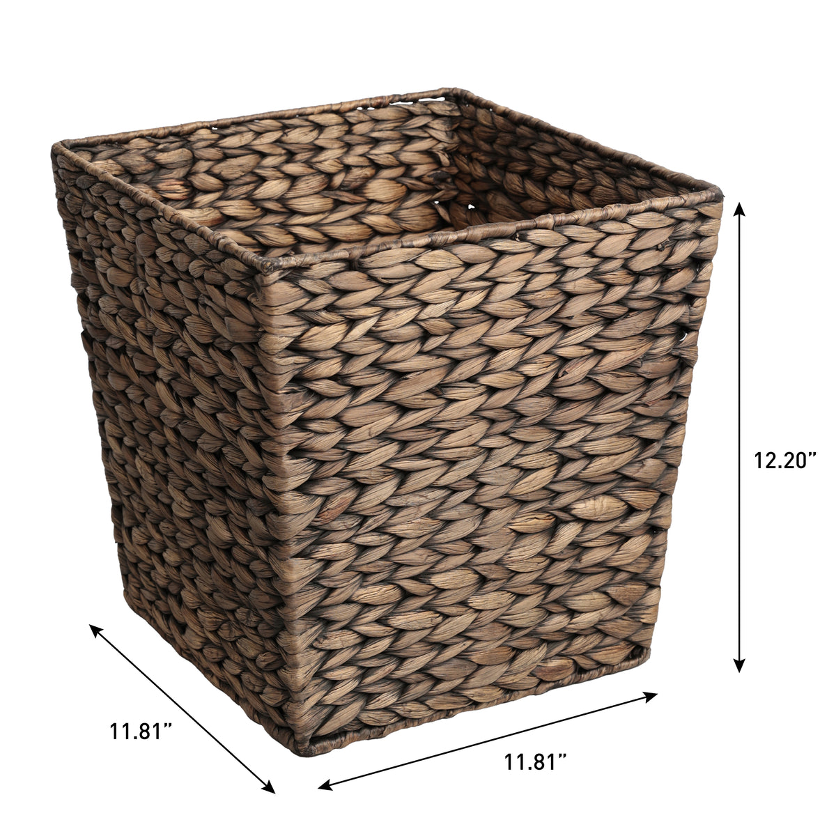 Logoria Coastal Farmhouse Handwoven Water Hyacinth 4.8-Gallon Tapered Square Wicker Watebasket