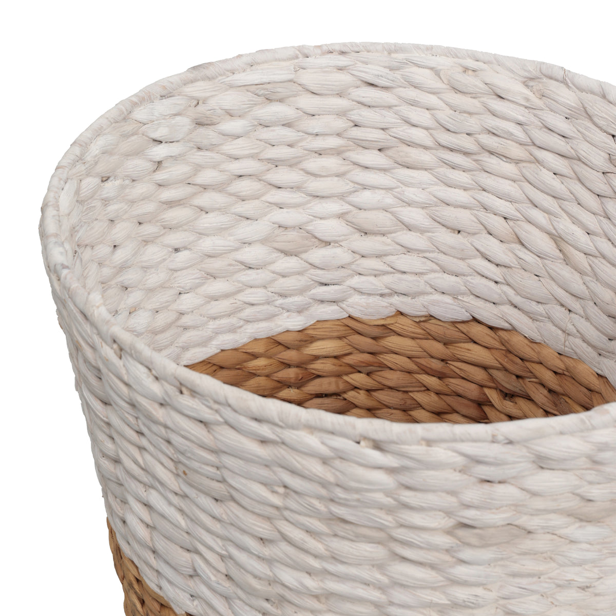 Granivox Contemporary Bohemian Two-Tone Handwoven Water Hyacinth 3.1-Gallon Tapered Round Wicker Watebasket