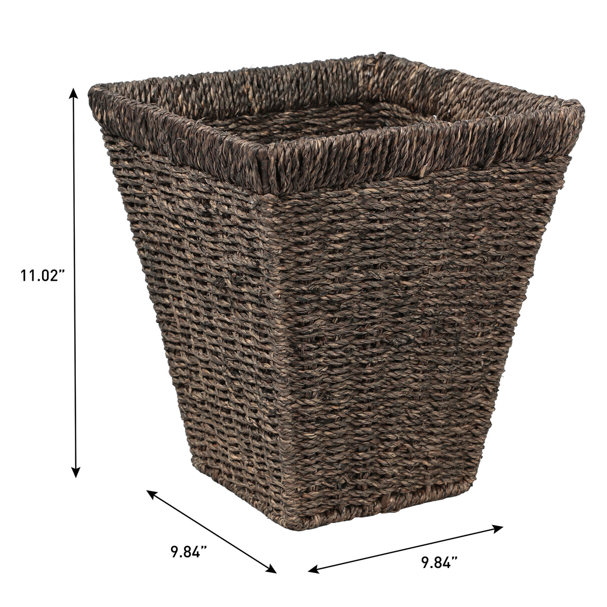 Cliffora Rustic Bohemian Handwoven Seagrass 2.3-Gallon Tapered Square Wicker Watebasket