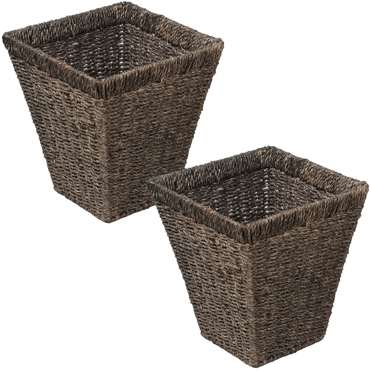 Cliffora Rustic Bohemian Handwoven Seagrass 2.3-Gallon Tapered Square Wicker Watebasket