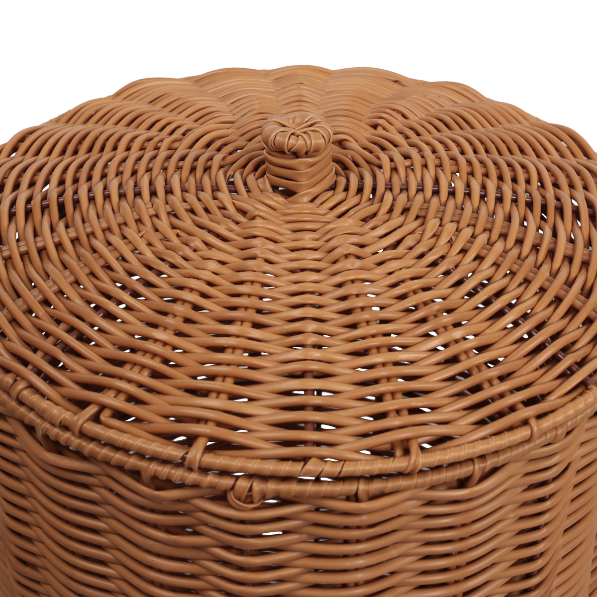 Valarock Coastal Contemporary Resin 4.7-Gallon Tapered Round Wicker Watebasket with Lid