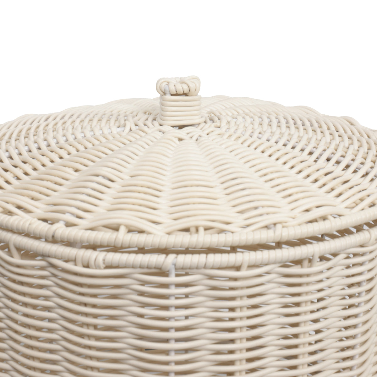 Valarock Coastal Contemporary Resin 4.7-Gallon Tapered Round Wicker Watebasket with Lid