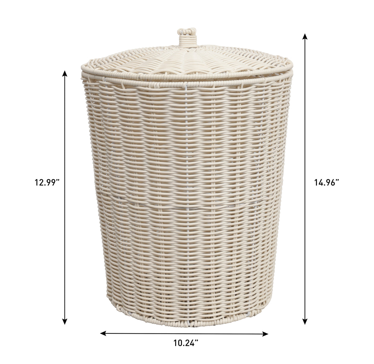 Valarock Coastal Contemporary Resin 4.7-Gallon Tapered Round Wicker Watebasket with Lid