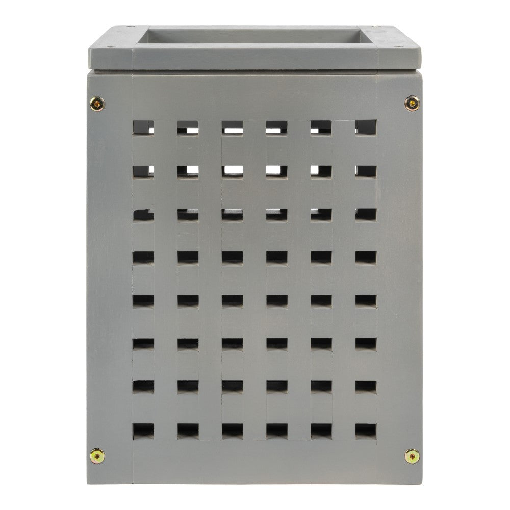 Junie Coastal Farmhouse Handcrafted Acacia Wood Indoor/Outdoor 2.7-Gallon Rectangular Grid Wastebasket