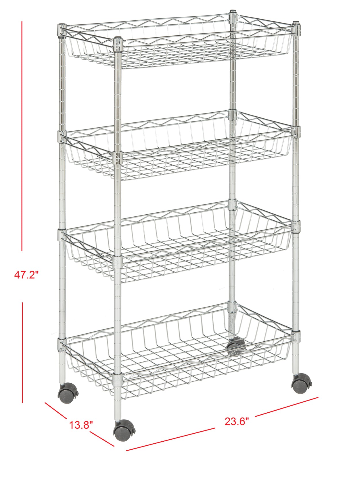 Meadow 4-Shelf 47" Basket Rack with Casters