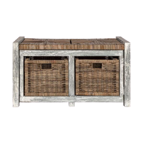 Paki 30" 2 Drawer Wicker Storage Bench