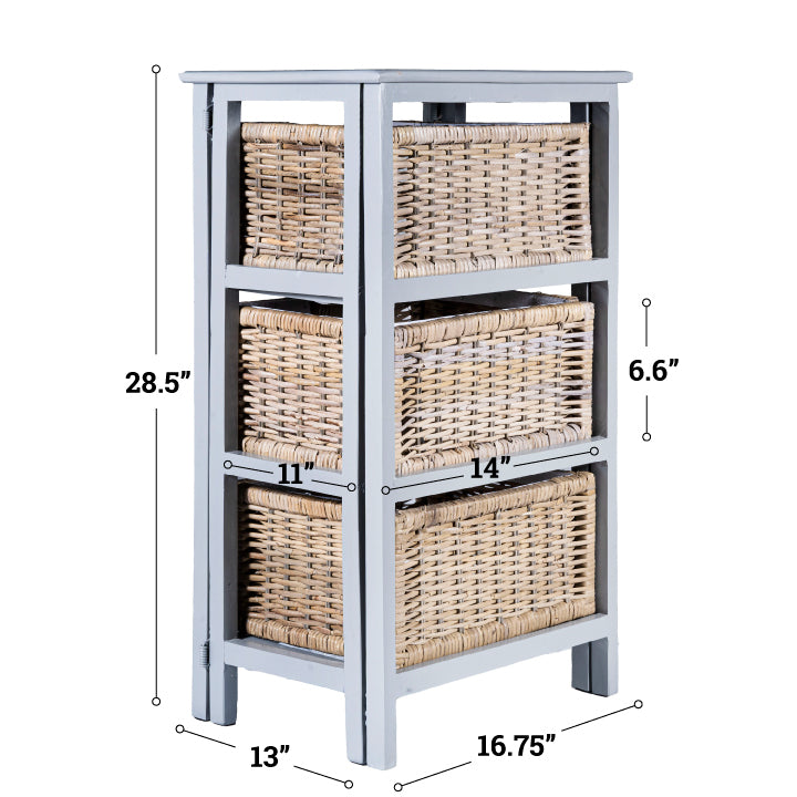 Eldridge 16.75" 3-Baskets Storage Chest