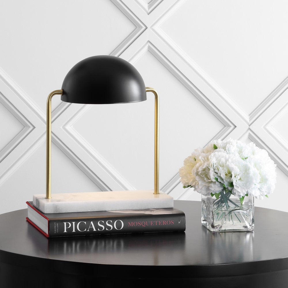 Woodpecker 13.5" Art Deco Dome Lamp with Marble Base