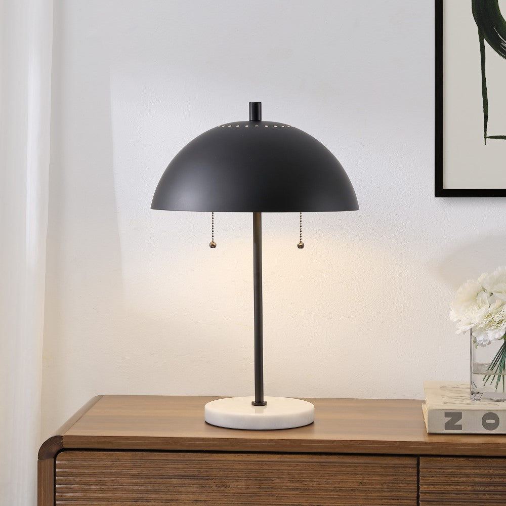 Hammer 20.7" Dome Metal with Marble Base LED Table Lamp