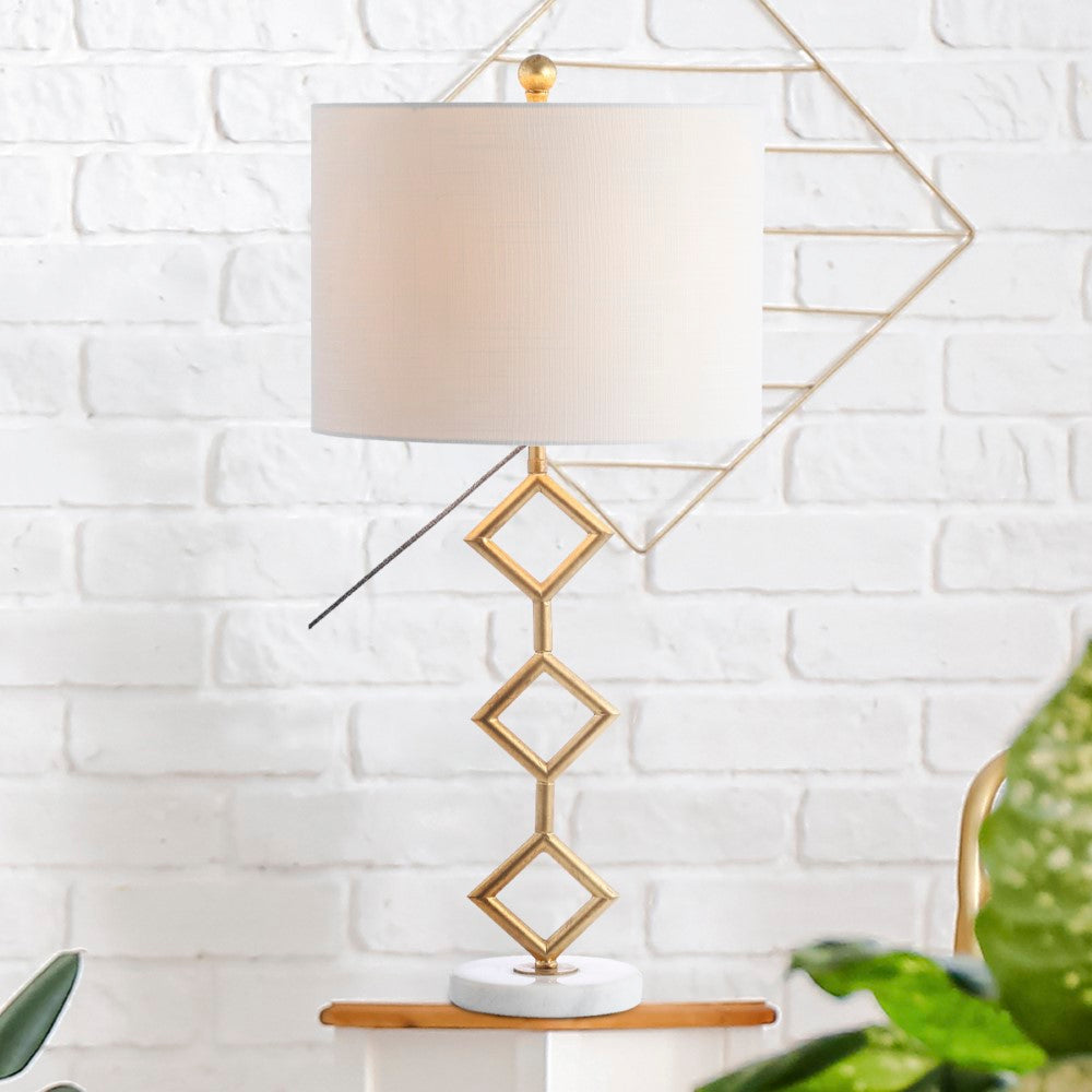 Borer 29.5" Modern Gilt Metal with Marble Base LED Table Lamp