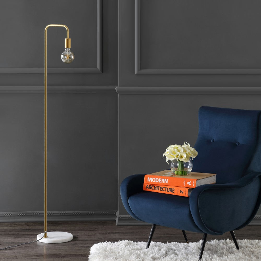Darwin 60" Minimalist Edison Metal/Marble Floor Lamp
