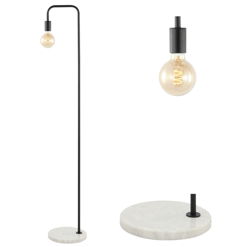 Darwin 60" Minimalist Edison Metal/Marble Floor Lamp