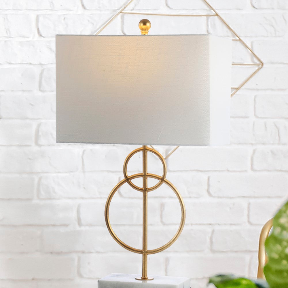 Grasshopper 26" Modern Circle Marble/Metal LED Table Lamp