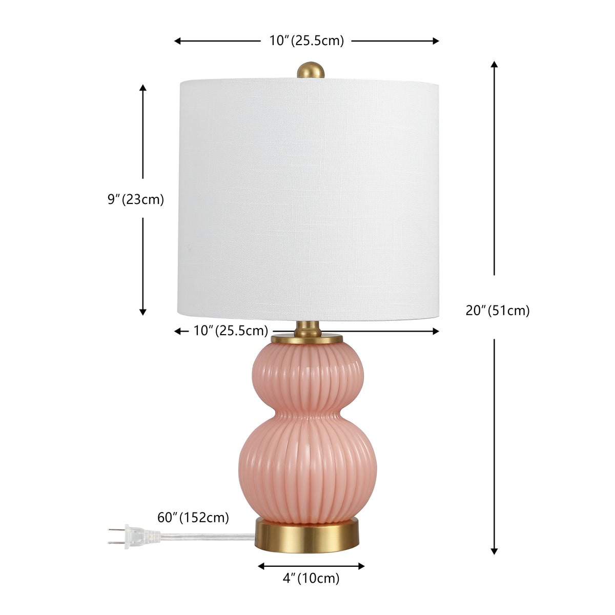 Daisy 20" Ribbed Metal/Glass LED Table Lamp