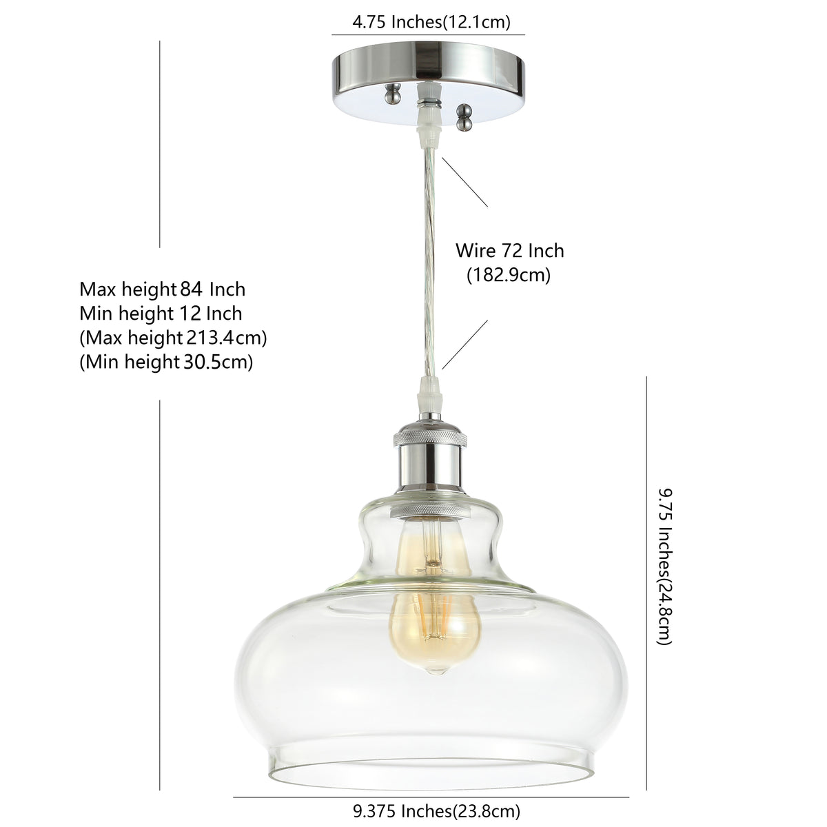 Gingsberry 9.38" Adjustable Iron/Glass Pharmacy LED Pendant