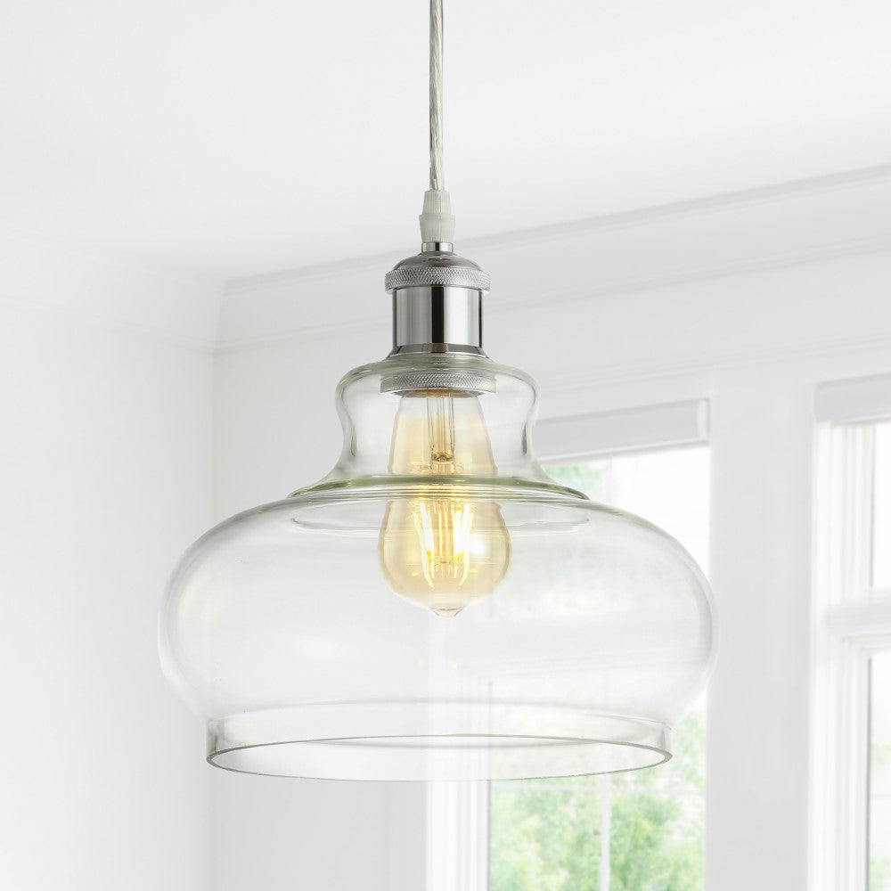 Gingsberry 9.38" Adjustable Iron/Glass Pharmacy LED Pendant