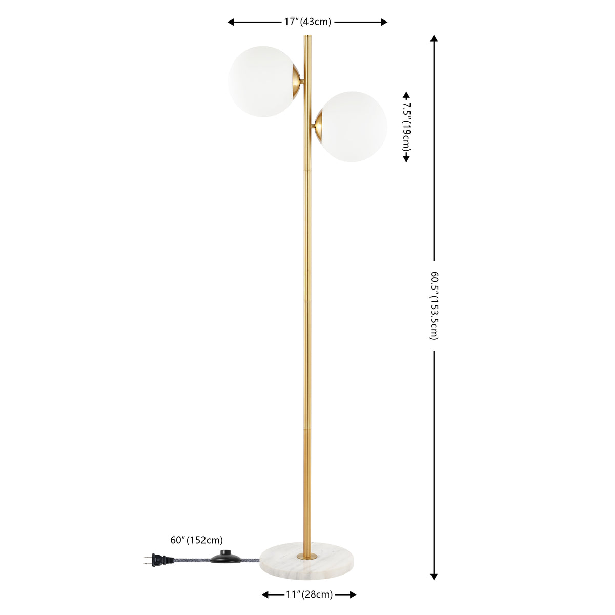 Elza 60.5" Modern Parisian Candlestick Iron LED Floor Lamp