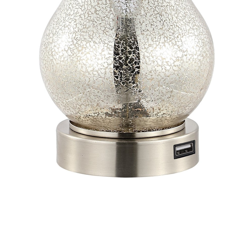 Orrstown 21" Farmhouse Industrial Iron/Glass LED Table Lamp with USB Charging Port Set 2
