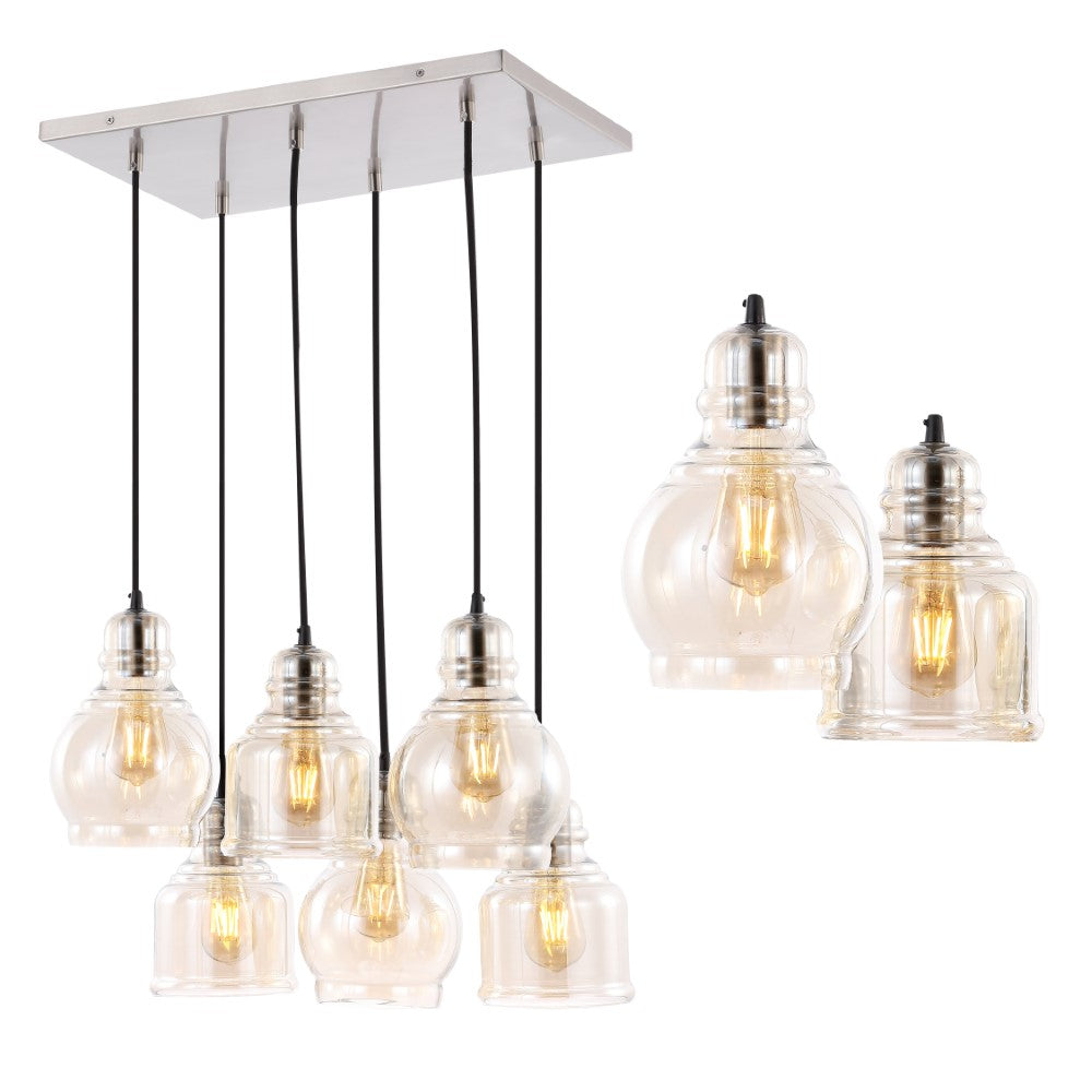 Sydney 18.88" Bohemian Farmhouse Iron/Glass Cluster LED Pendant