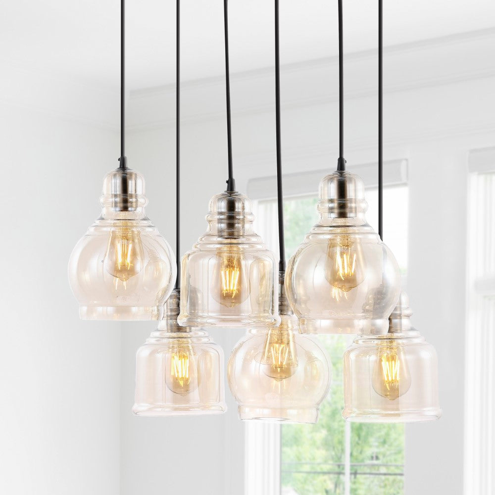 Sydney 18.88" Bohemian Farmhouse Iron/Glass Cluster LED Pendant