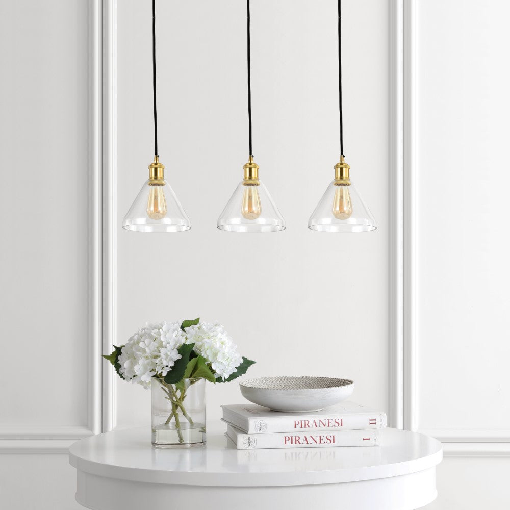 Valerie Island 30.5" Metal/Glass Contemporary Modern LED Pendant