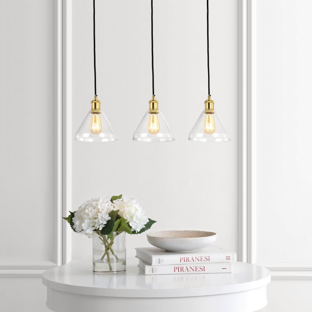 Valerie Island 30.5" Metal/Glass Contemporary Modern LED Pendant