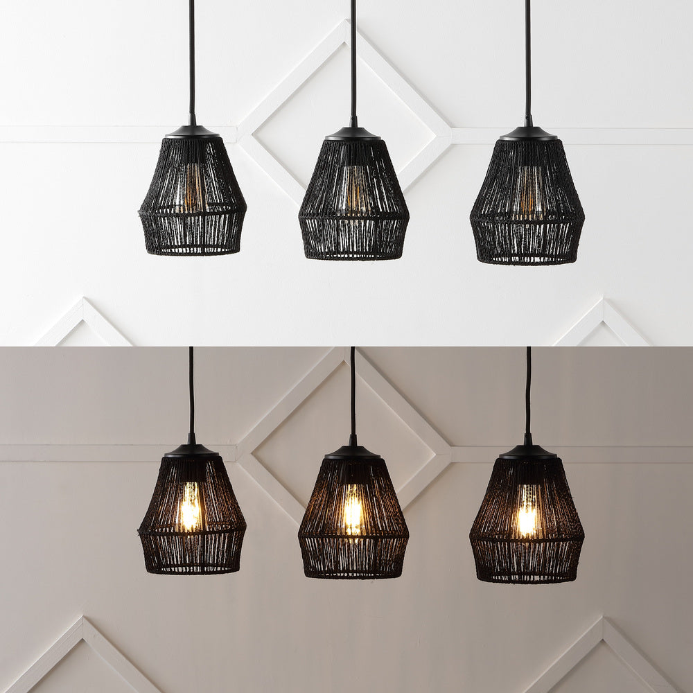 Jeff Island 30" Seagrass/Metal Bohemian Coastal LED Pendant