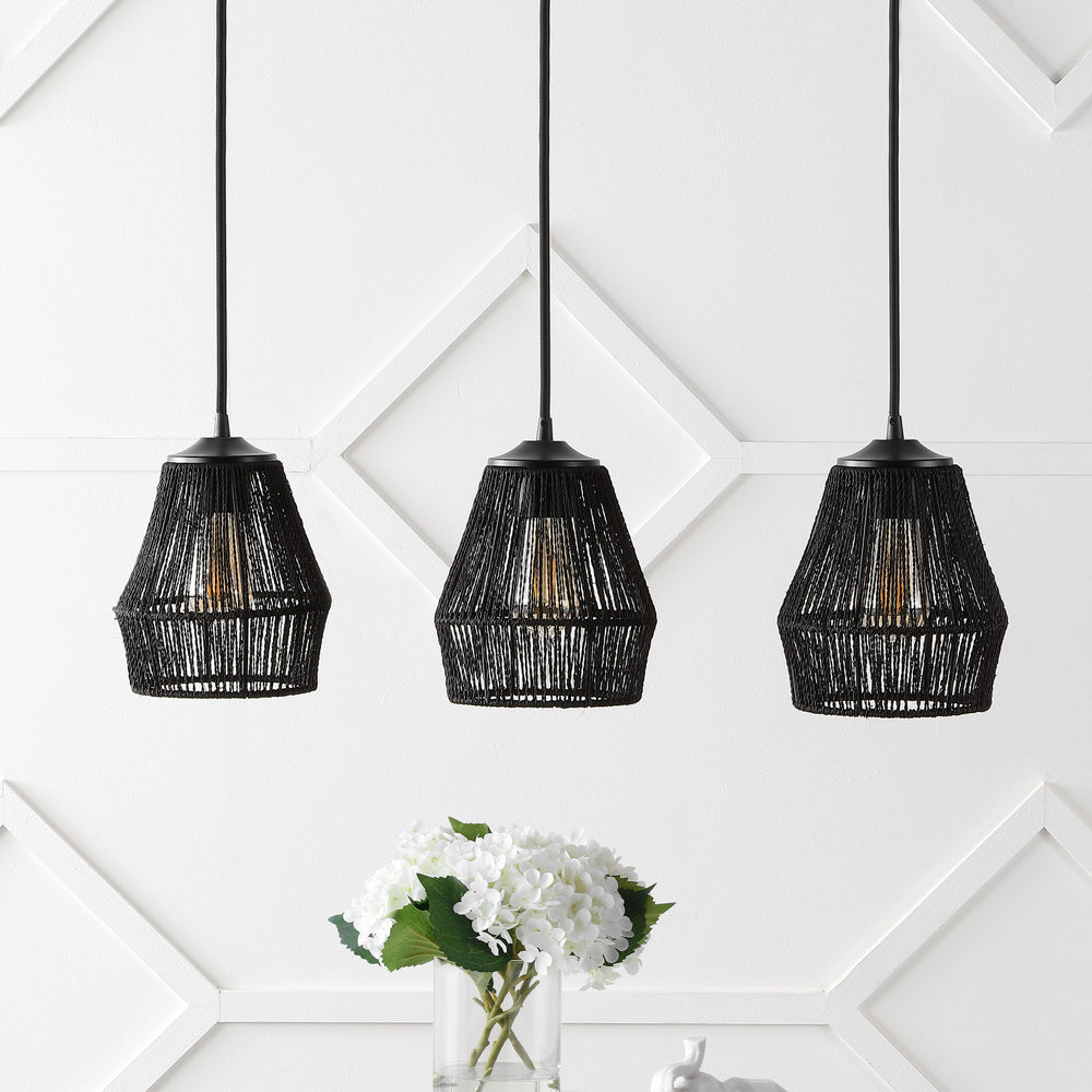 Jeff Island 30" Seagrass/Metal Bohemian Coastal LED Pendant