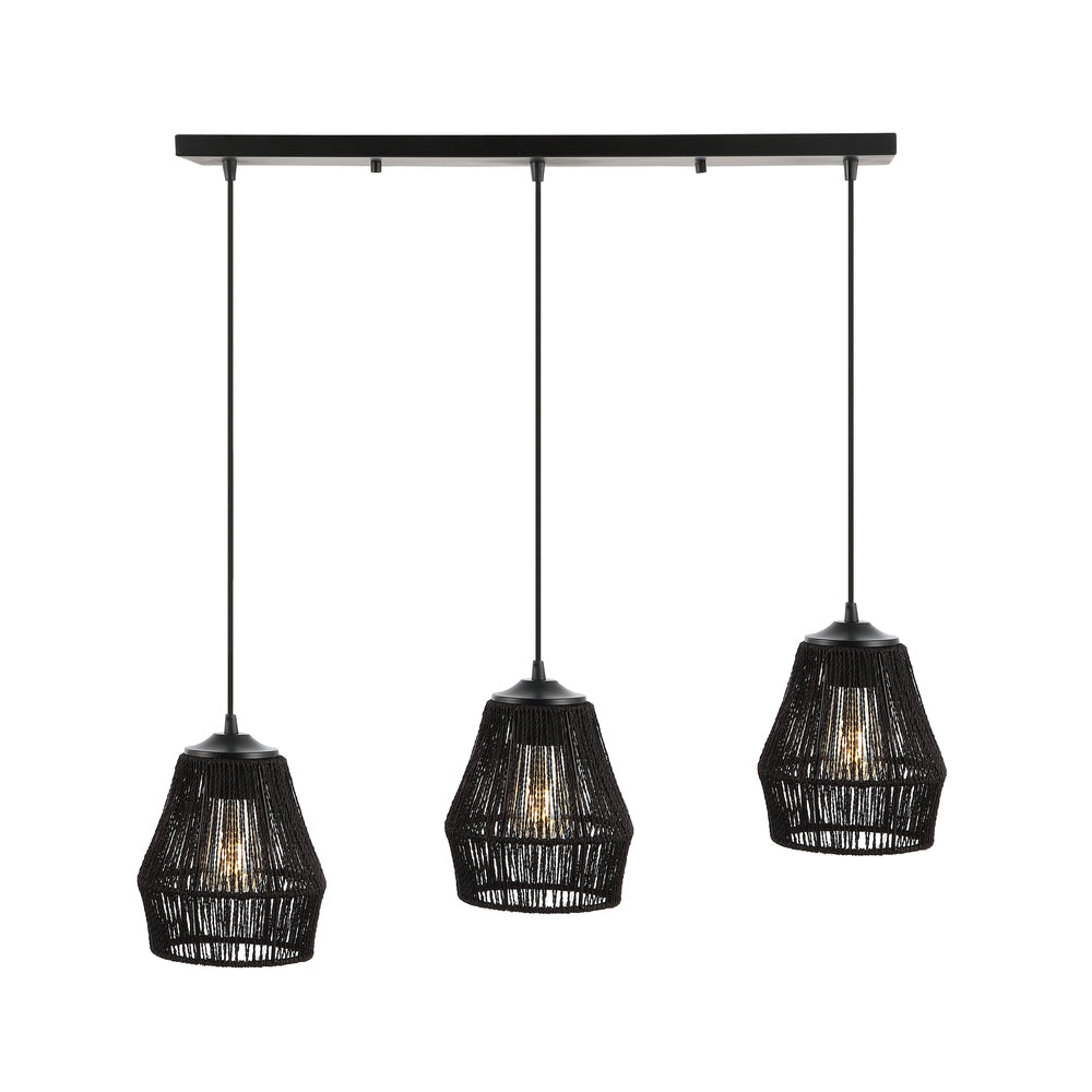Jeff Island 30" Seagrass/Metal Bohemian Coastal LED Pendant