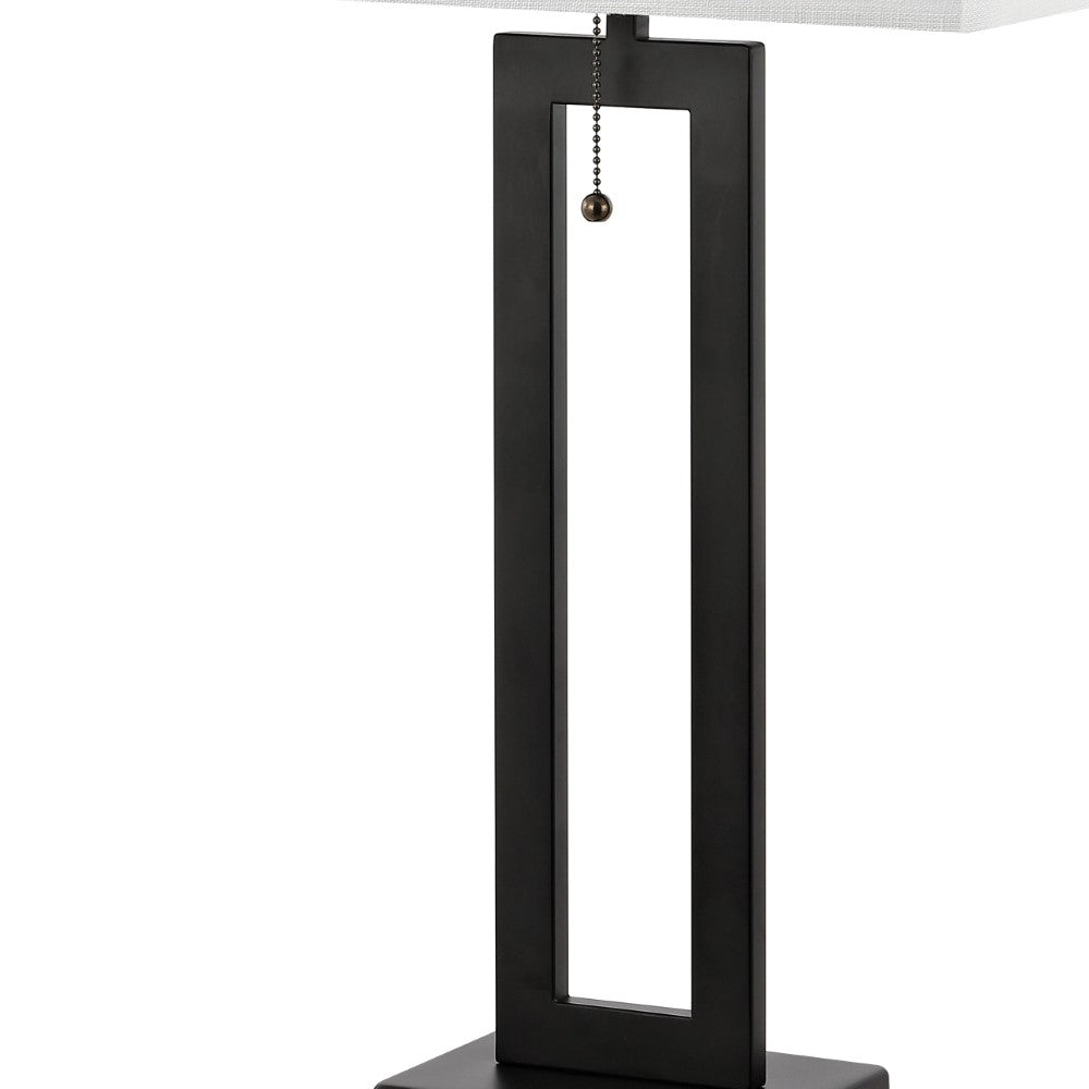 Abner 28.5" Vintage Industrial Iron LED Table Lamp with Pull-Chain and USB Charging Port Set 2
