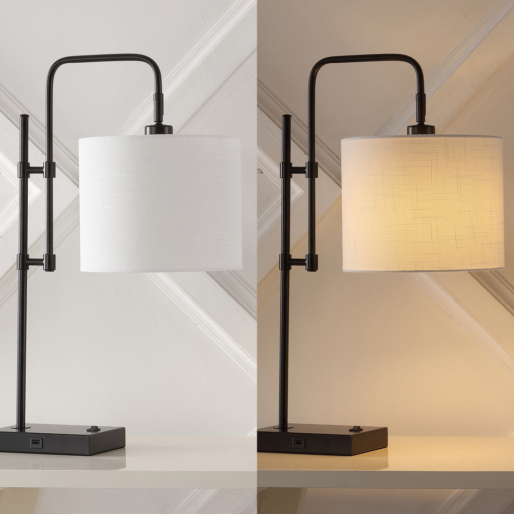 Edris 24.75" Industrial Designer Metal LED Task Lamp with USB Charging Port
