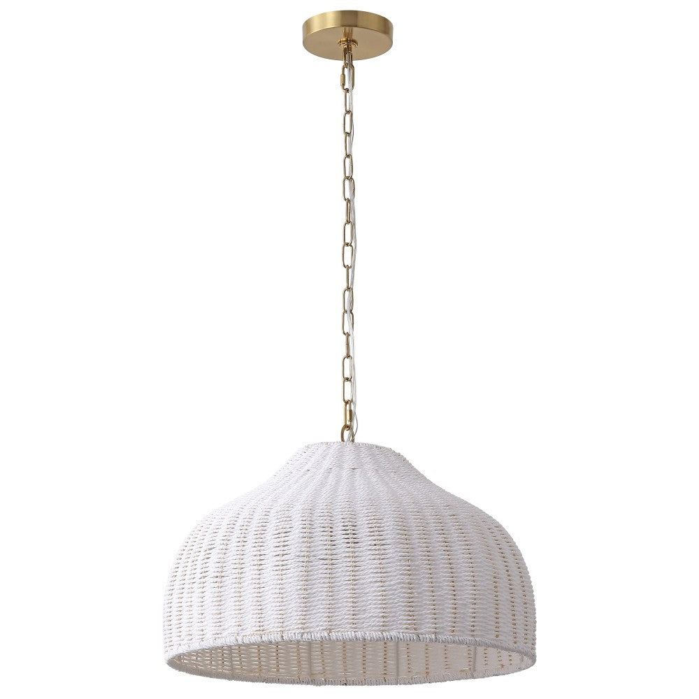 Eliza 20" Coastal Bohemian Rattan/Iron Dome LED Pendant