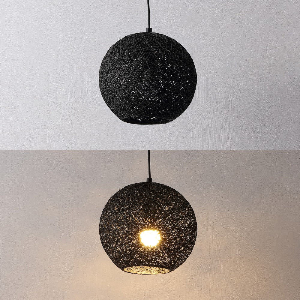 Lacey Bohemian Minimalist Iron/Rope Woven Globe LED Pendant