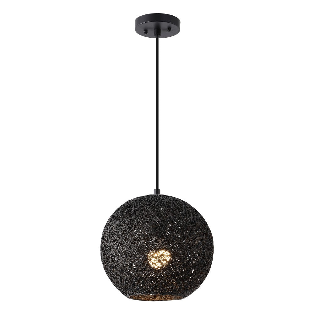 Lacey Bohemian Minimalist Iron/Rope Woven Globe LED Pendant