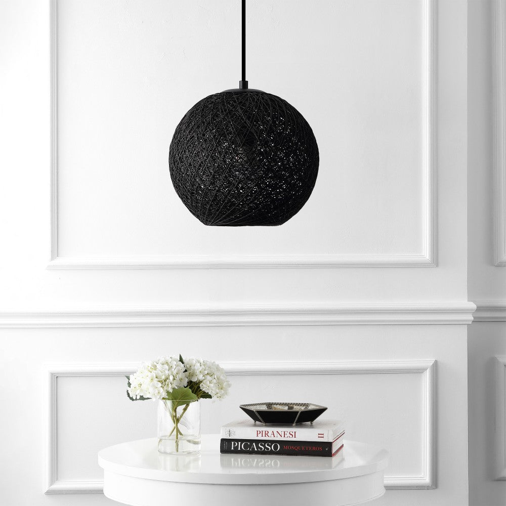 Lacey Bohemian Minimalist Iron/Rope Woven Globe LED Pendant