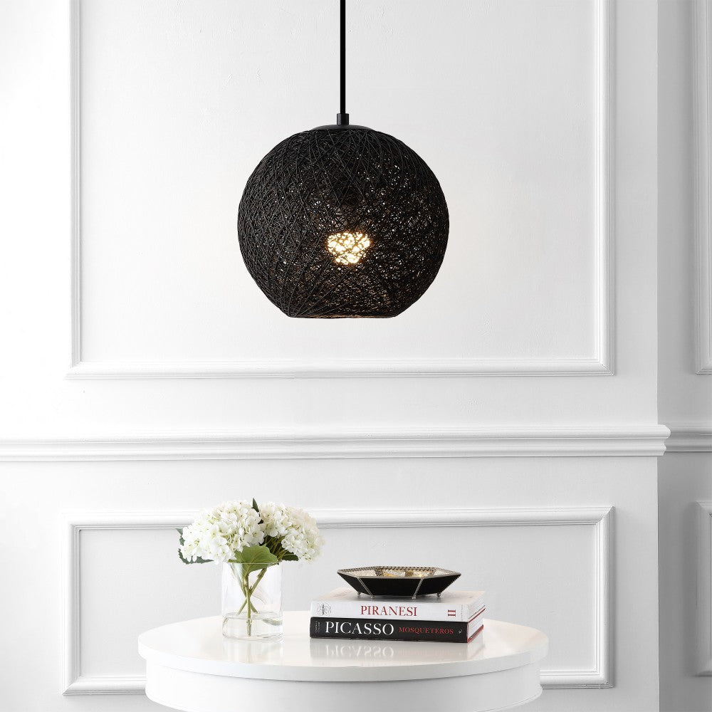 Lacey Bohemian Minimalist Iron/Rope Woven Globe LED Pendant