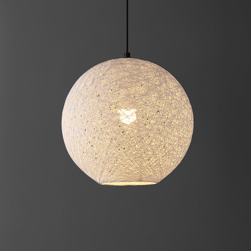 Lacey Bohemian Minimalist Iron/Rope Woven Globe LED Pendant