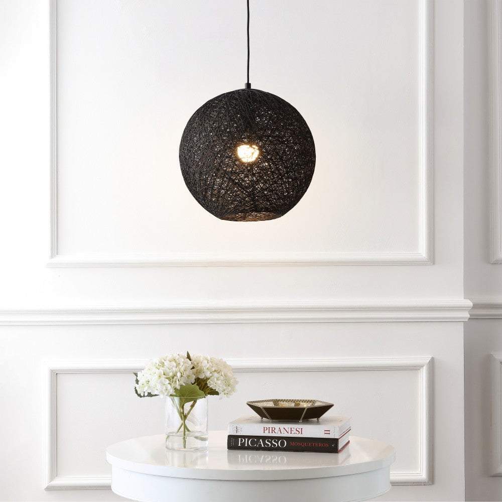 Lacey Bohemian Minimalist Iron/Rope Woven Globe LED Pendant