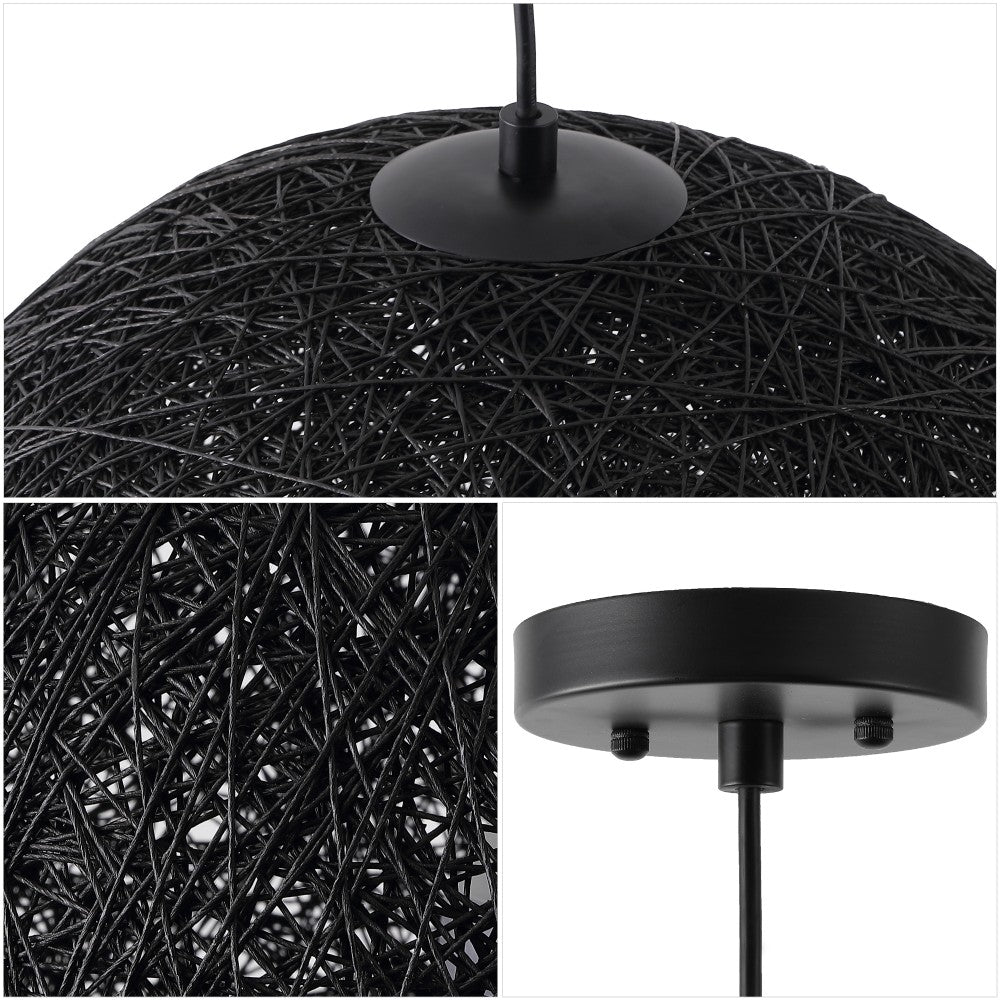 Lacey Bohemian Minimalist Iron/Rope Woven Globe LED Pendant