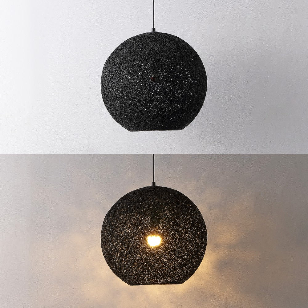 Lacey Bohemian Minimalist Iron/Rope Woven Globe LED Pendant