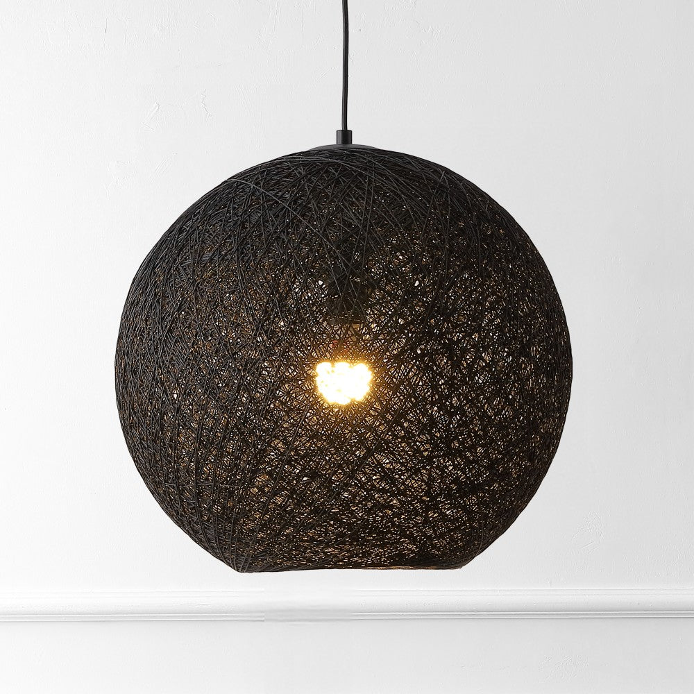 Lacey Bohemian Minimalist Iron/Rope Woven Globe LED Pendant