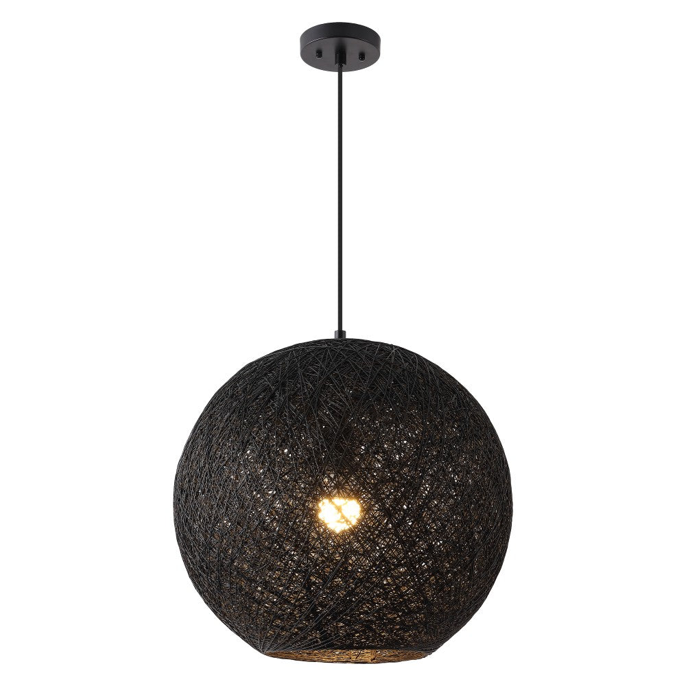 Lacey Bohemian Minimalist Iron/Rope Woven Globe LED Pendant