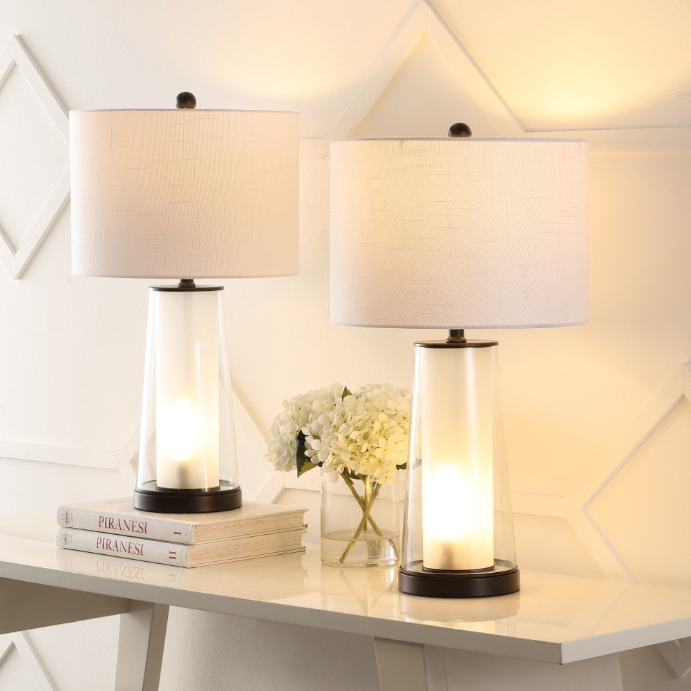 Retro 26" Modern Minimalist Glass/Iron Nightlight LED Table Lamp Set 2