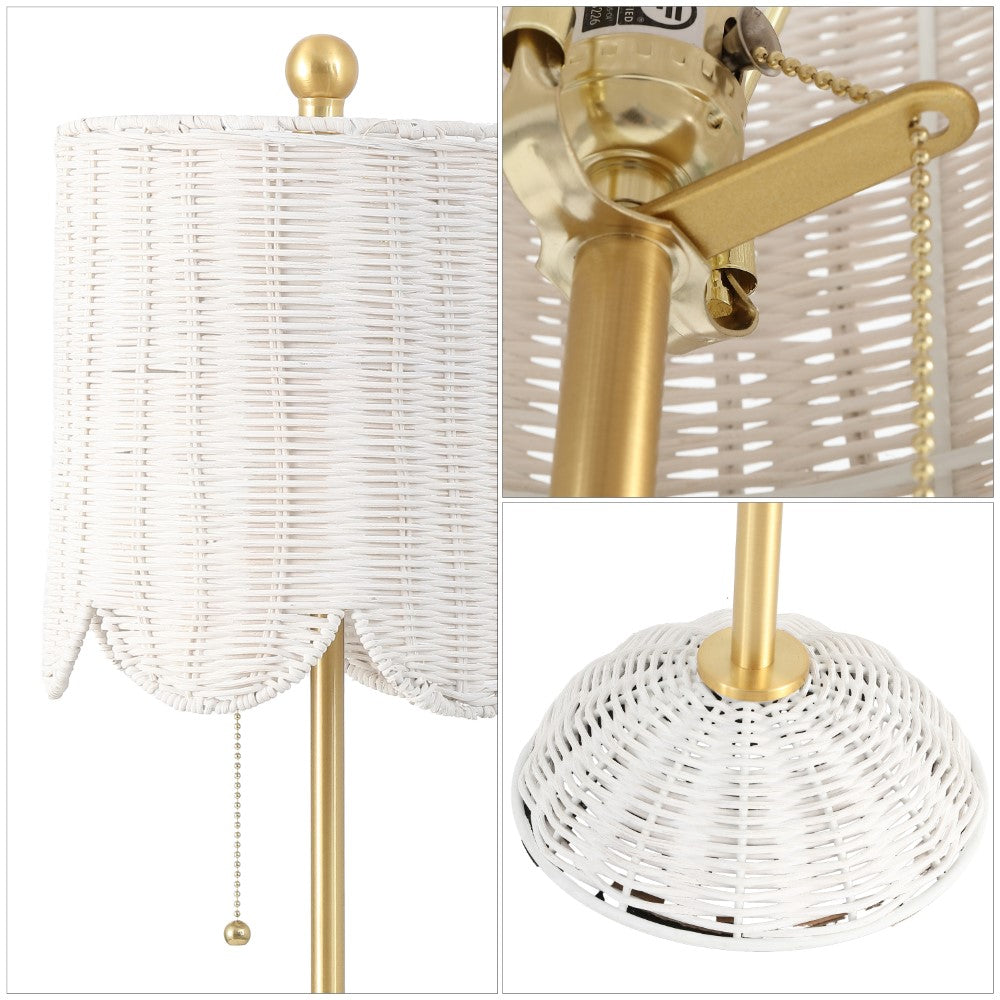 Cape 27.5" Coastal Bohemian Rattan/Iron Scalloped Buffet LED Table Lamp with Pull Chain (Set of 2) Set 2