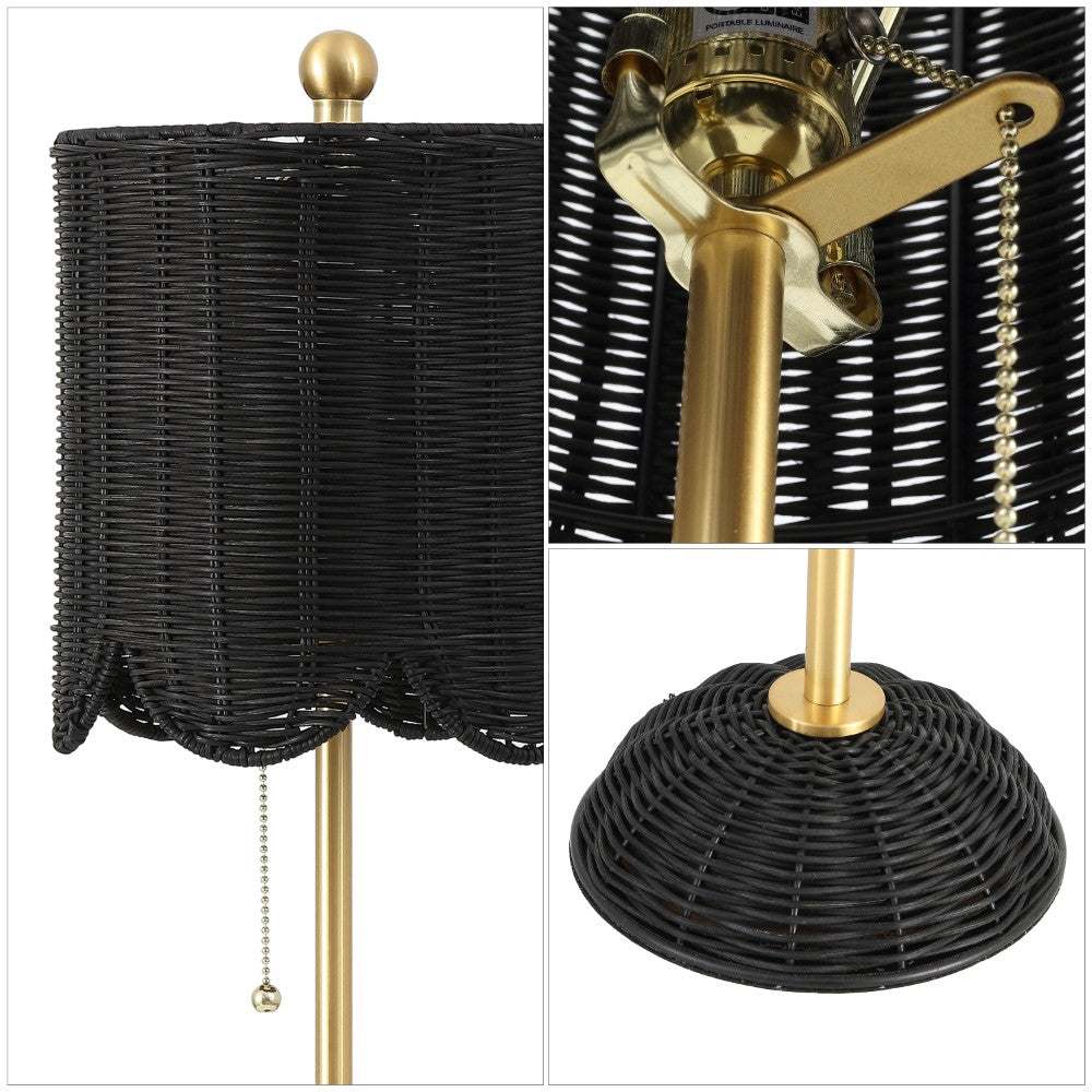 Cape 27.5" Coastal Bohemian Rattan/Iron Scalloped Buffet LED Table Lamp with Pull Chain (Set of 2) Set 2