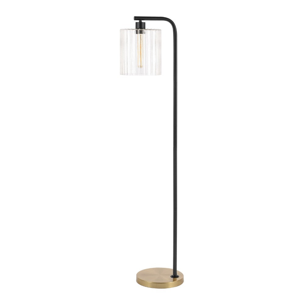 Possini 60.75" Modern Minimalist Metal/Ribbed Glass LED Floor Lamp