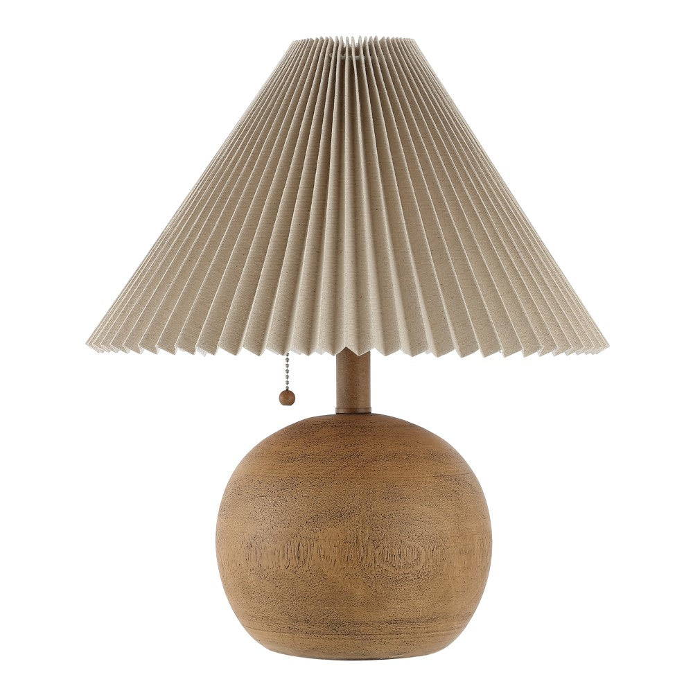 Nordic 17.25" Coastal Scandinavian Resin/Iron Sphere LED Table Lamp with Pleated Shade and Pull Chain