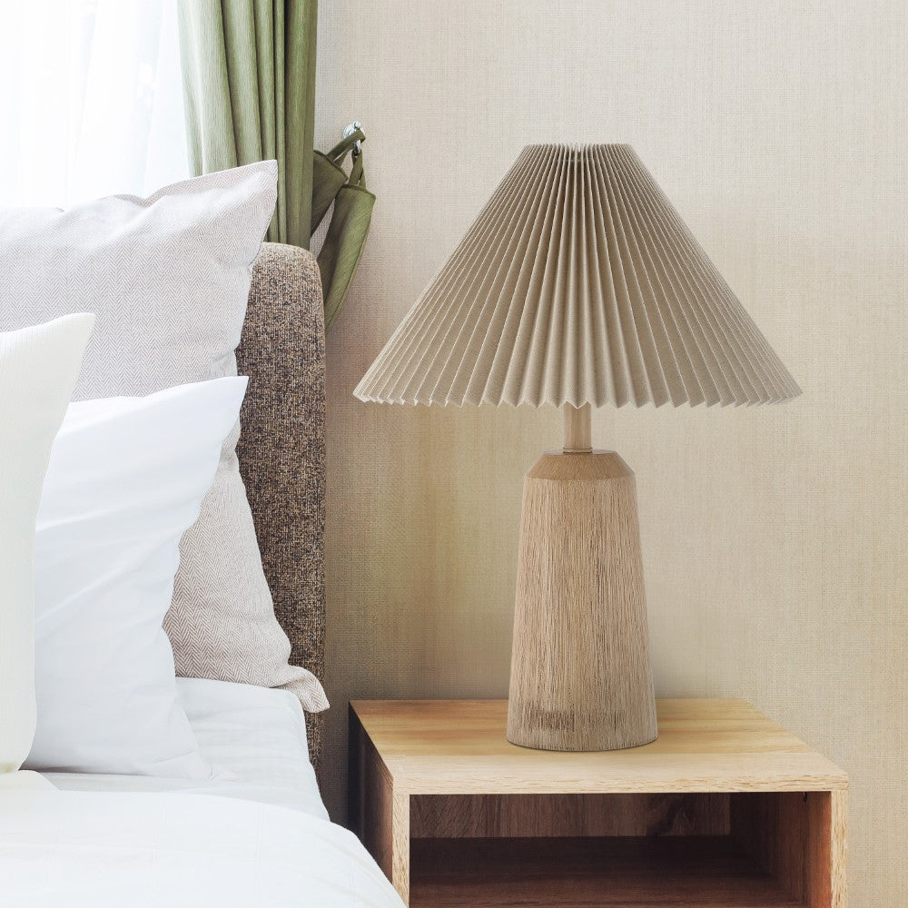 Ishika 20.5" Rustic Scandinavian Resin/Iron Lighthouse LED Table Lamp with Pleated Shade