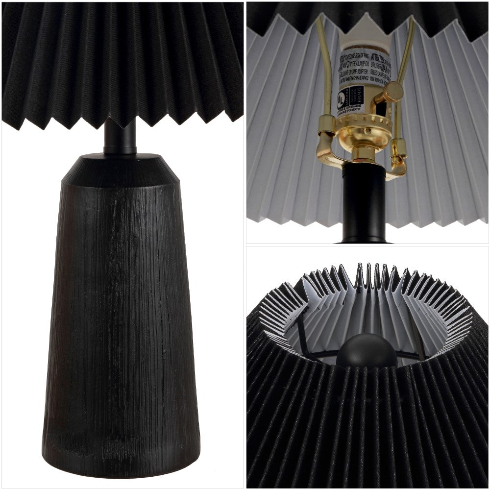 Ishika 20.5" Rustic Scandinavian Resin/Iron Lighthouse LED Table Lamp with Pleated Shade